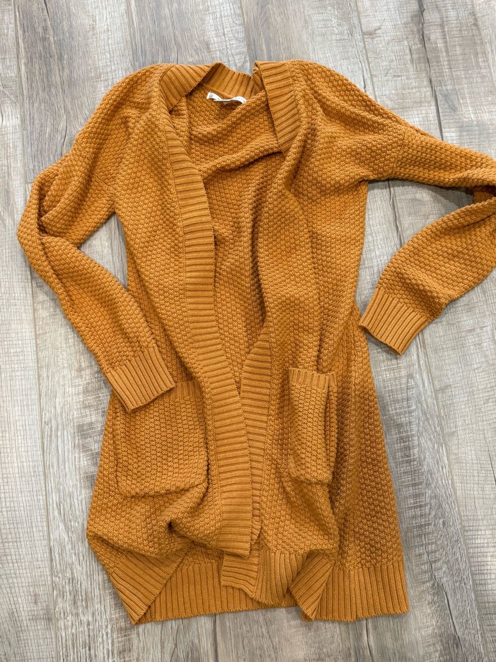 Max Studio Rusty Mustard Off-the-Shoulder Chunky Knit Cardigan